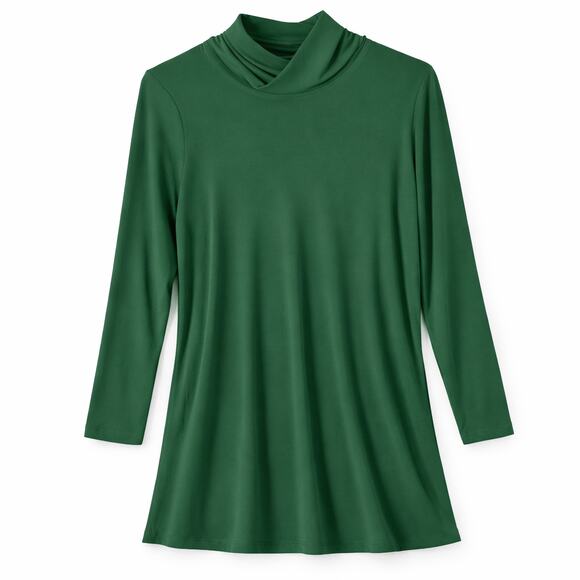 Susan Graver Tops - Susan Graver Emerald Green Liquid Knit Tunic Top A Line Turtleneck Size M NWOT